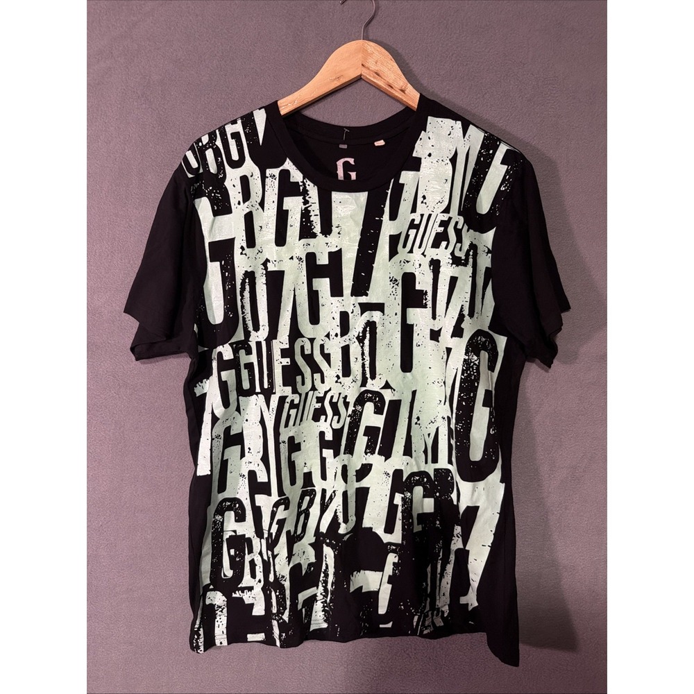 Guess Los Angeles T Shirt Mens Sz L Black Graphic Short Sleeve